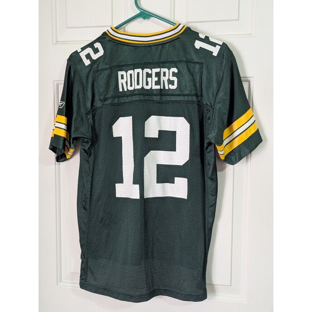 Official NFL Reebok Green Bay Packers Jersey Youth Large Aaron Rodgers 12 Logo - Picture 7 of 10